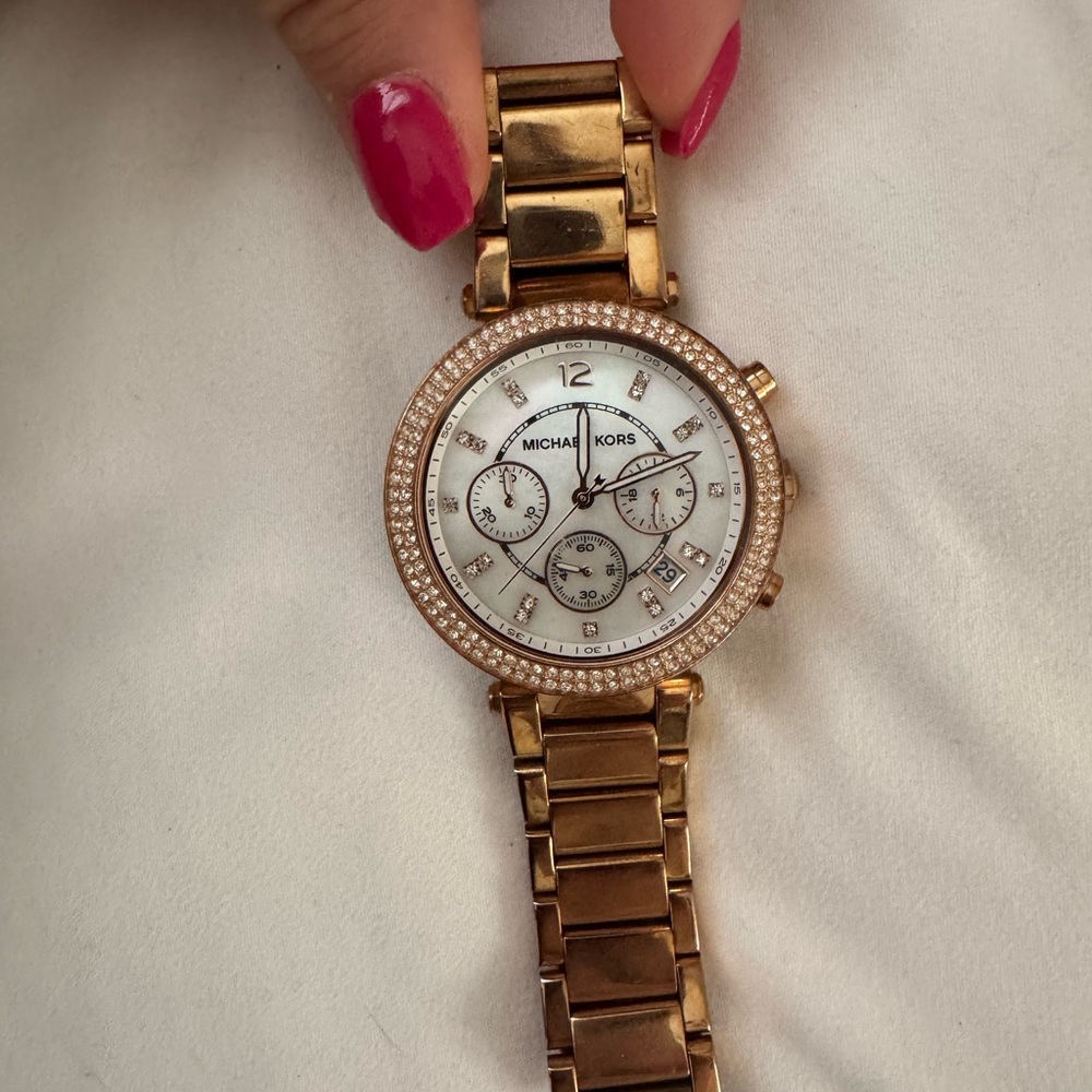 Michael Kors Rose Gold Women's Watch with White Dial
